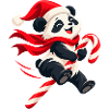 Weihnachtlicher Panda mit Zuckerstange