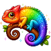 Kawaii Chamäleon Regenbogen Bunt T-Shirt