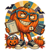 Halloween-Kürbis Buchhalter Retro-Büro-Nerd