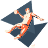 Handballspieler im Sprungwurf – Retro Stil
