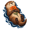 Kontemplativer Otter mit Orangenblume
