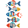 Bunte Fische mit Meeresmotiven