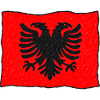 Albanische Flagge im Wind – Handgezeichnet