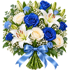 Blauer Rosenstrauß mit Lilien