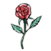 Crimson Rose Skizze auf Schwarz