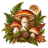 Waldpilze im Herbstlaub