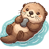 Süßer Otter mit Stein