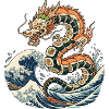 Sushi-Drache auf der großen Welle
