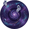 Galaxie-Schallplatte mit Astronauten