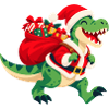 Weihnachtsdinosaurier mit Geschenkesack 
