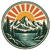 Bergsee Sonnenaufgang Retro Sticker