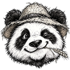 Zwinkernder Bauer-Panda-Strohhut-Niedliche Tierkunst