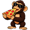 Schimpanse mit Pizza Cool Cartoon