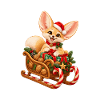 Fennek mit weihnachtlichem Nussschlitten