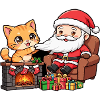 CatChristmas: Weihnachtsmann am Kamin