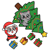 Fröhliche Katze und Weihnachtsbaum