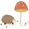 Igel und Waldpilz