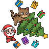 Verspielte Katze mit Weihnachtsbaum