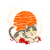 Katze Weihnachten Line Art Christbaumkugeln