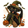 Halloween Büro-Hexe erschöpfte Hexenkatze