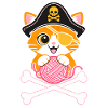 Piratenkatze Kätzchen mit Wollknäuel