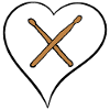 Herz Drumsticks liebe Schlagzeug