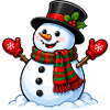 Schneemann mit Schal und Mütze