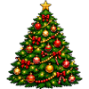 Glitzernder Weihnachtsbaum mit Ornamenten
