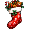 Festlicher Weihnachtssocken mit Teddy