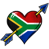 Südafrika Flagge Herz mit Pfeile