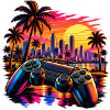 Sonnenuntergang mit Gamecontroller - Gamer Motiv