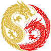 Yin-Yang-Chinesische Drachen-Silhouette