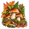 Herbstpilze im bunten Laub