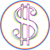 Neon-Dollar Zeichen im Kreis