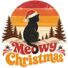 Meowy Christmas Katzen Silhouette Retro