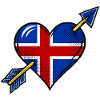 Island Flagge Herz mit Pfeil