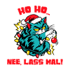 Santa-Katze mit Lichterkette