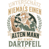 Alter Mann mit Dartpfeil