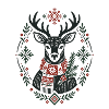 Winterhirsch mit Schneeflocken nordisches Design
