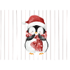 Pinguin mit Santa-Hut und Schal