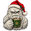 Gemütlicher Winter-Yeti mit Kakao