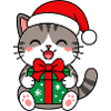 Kawaii-Katze mit Weihnachtsgeschenk