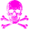 Neon Pink Skull mit Knochenkreuz