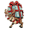 Rentier mit Geschenkpaket Winter