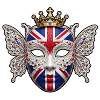 Britische königliche Maske mit Schmetterlingen