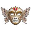 Goldene Flügelmaske mit Peru-Emblem