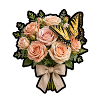 Pfirsichrosen mit Schmetterling