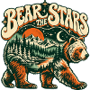 Bär unter Sternen – Berglandschaft Retro