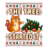 Weihnachten Katze Tannenbaum Chaos