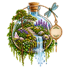 Gartenflasche: Wasserfall im Zauberwald